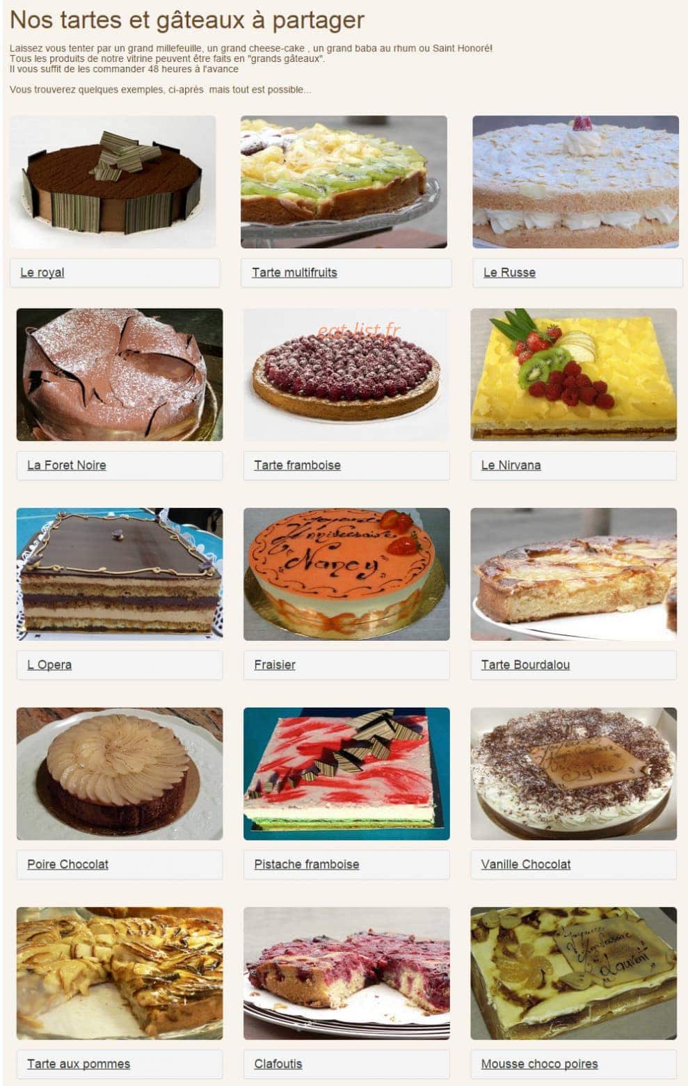 Carte et menu de Le Boulangerie Saint-Georges à Toulouse — Tartes et gâteaux à partager