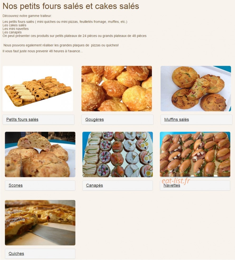 Carte et menu de Le Boulangerie Saint-Georges à Toulouse — Petits fours salés et cakes salés