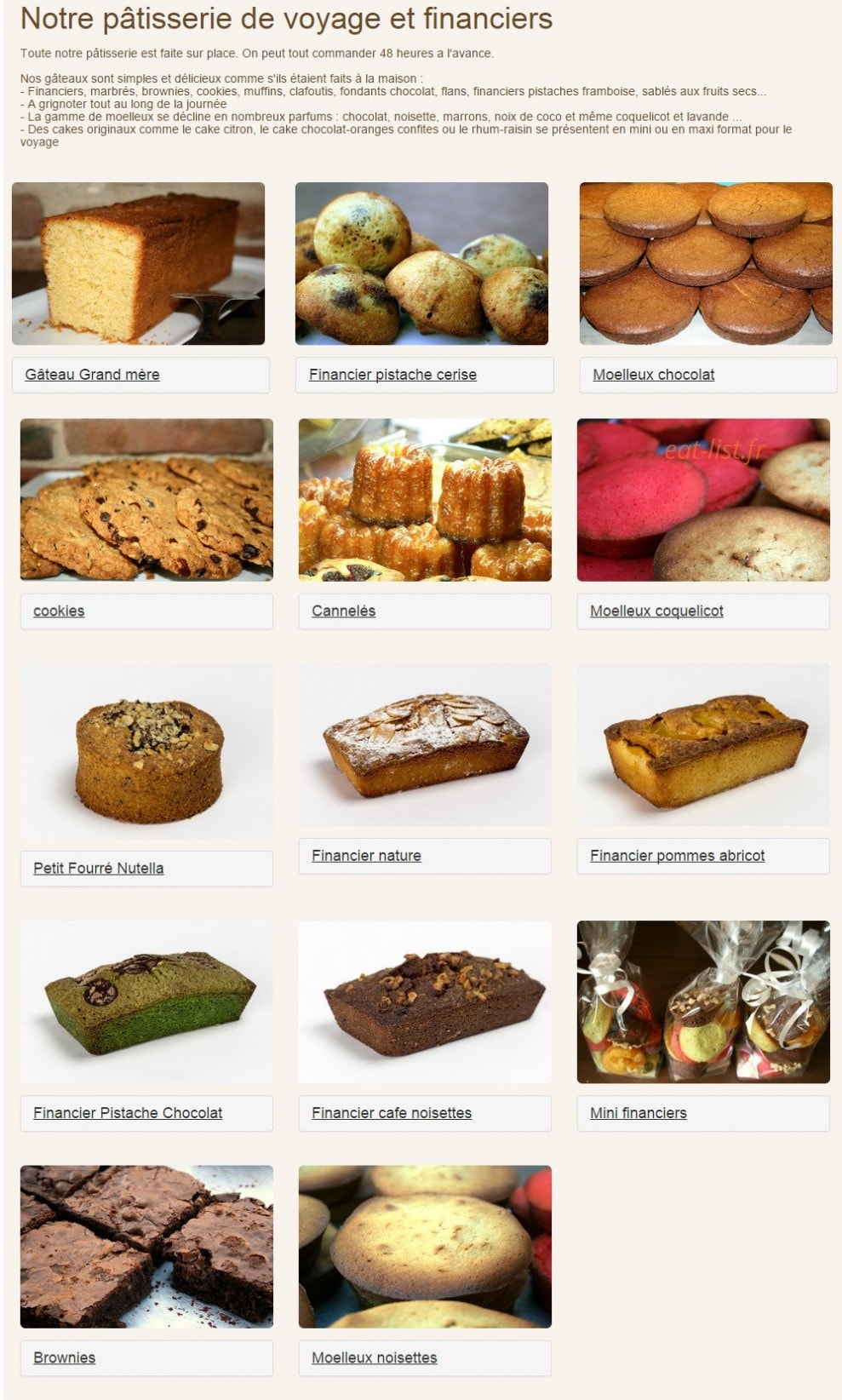 Carte et menu de Le Boulangerie Saint-Georges à Toulouse — Pâtisserie de voyage et financiers