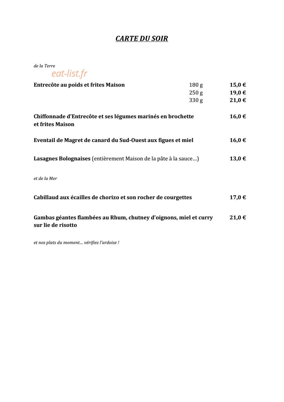 Le Café Adjacent — carte page 7