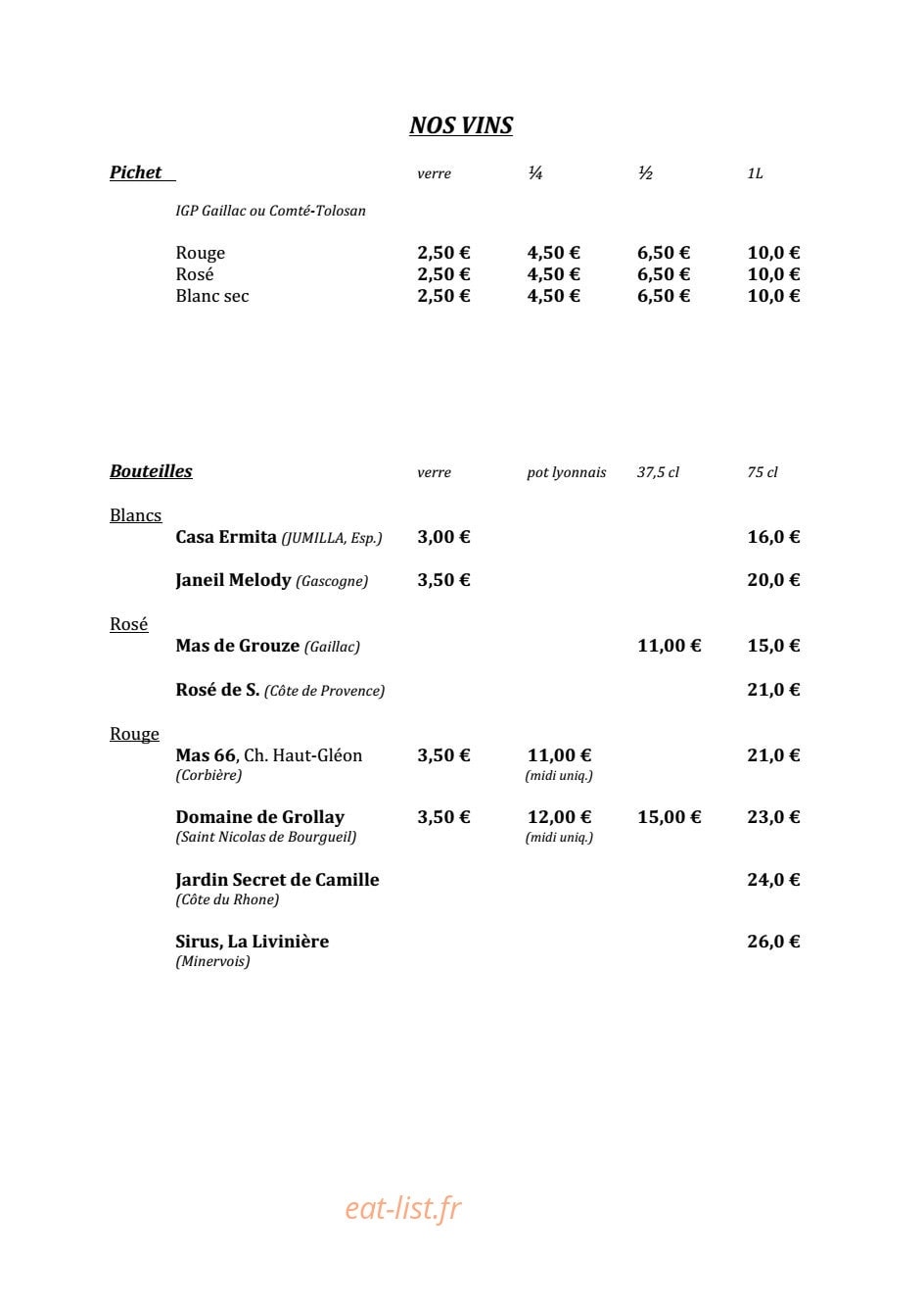 Le Café Adjacent — carte page 6