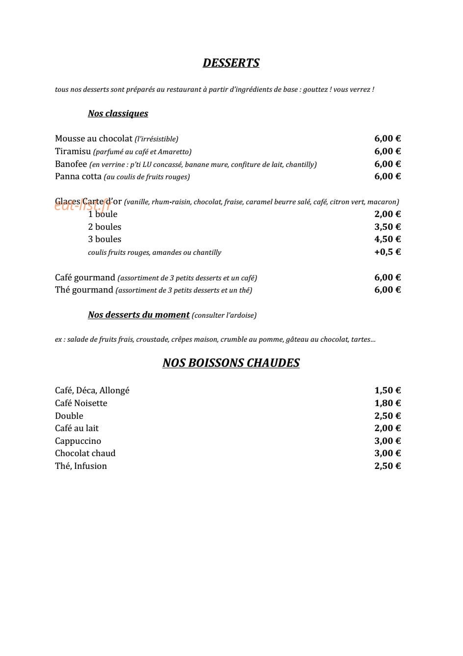 Le Café Adjacent — carte page 5