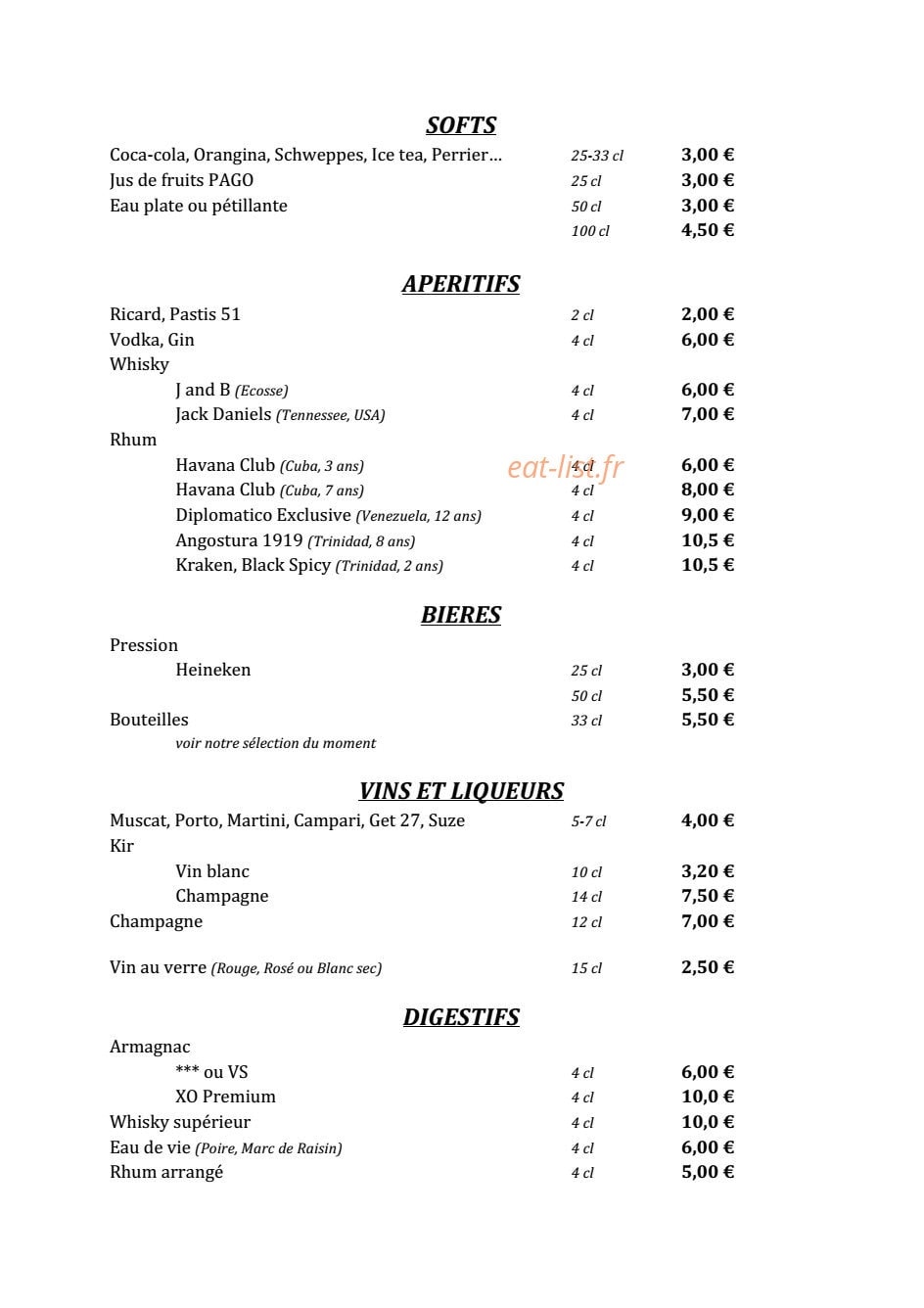 Le Café Adjacent — carte page 1