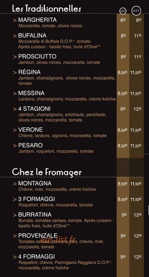 Le comptoir à Pizzas — carte page 2