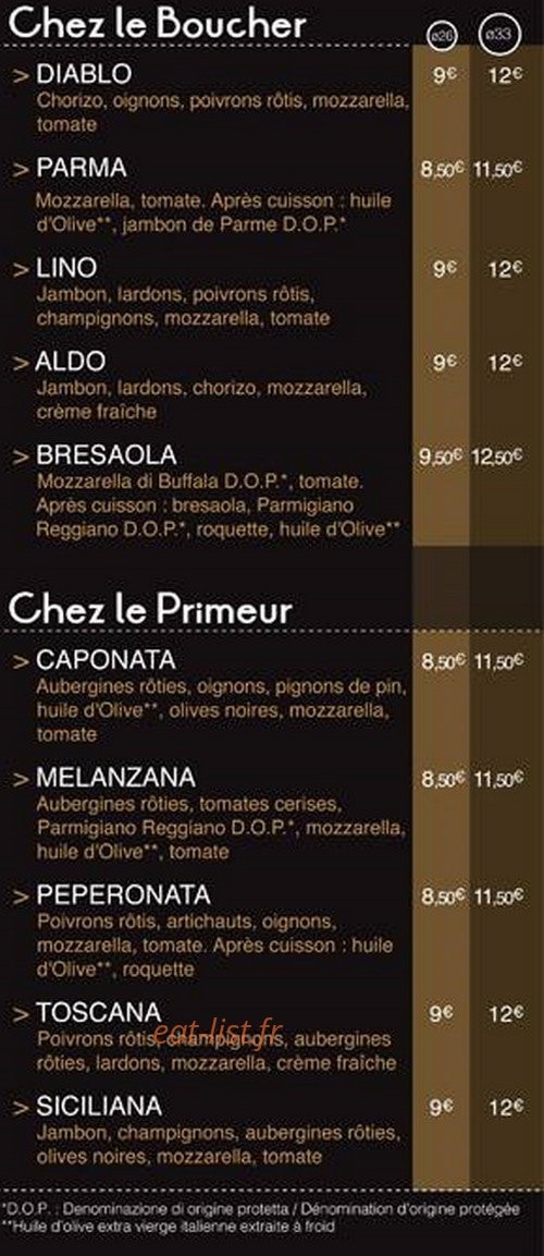 Le comptoir à Pizzas — carte page 4