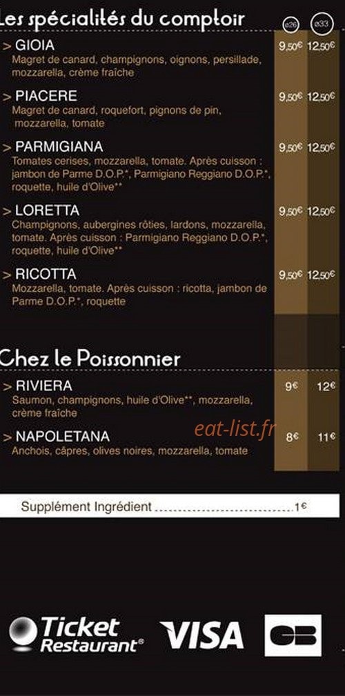 Le comptoir à Pizzas — carte page 3