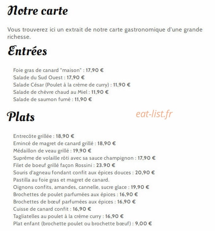 Le Comptoir Gourmand — carte page 2