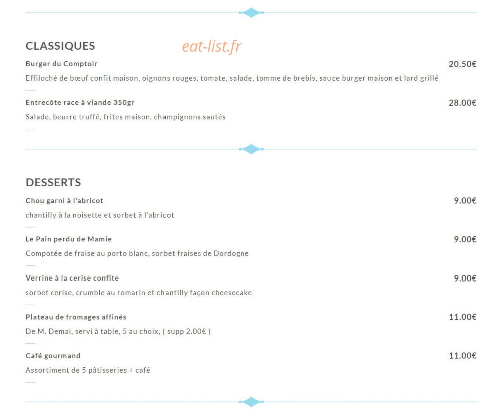 Le Comptoir Saint Sernin — carte page 2