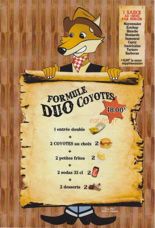 Le Coyote Burgers — carte page 6