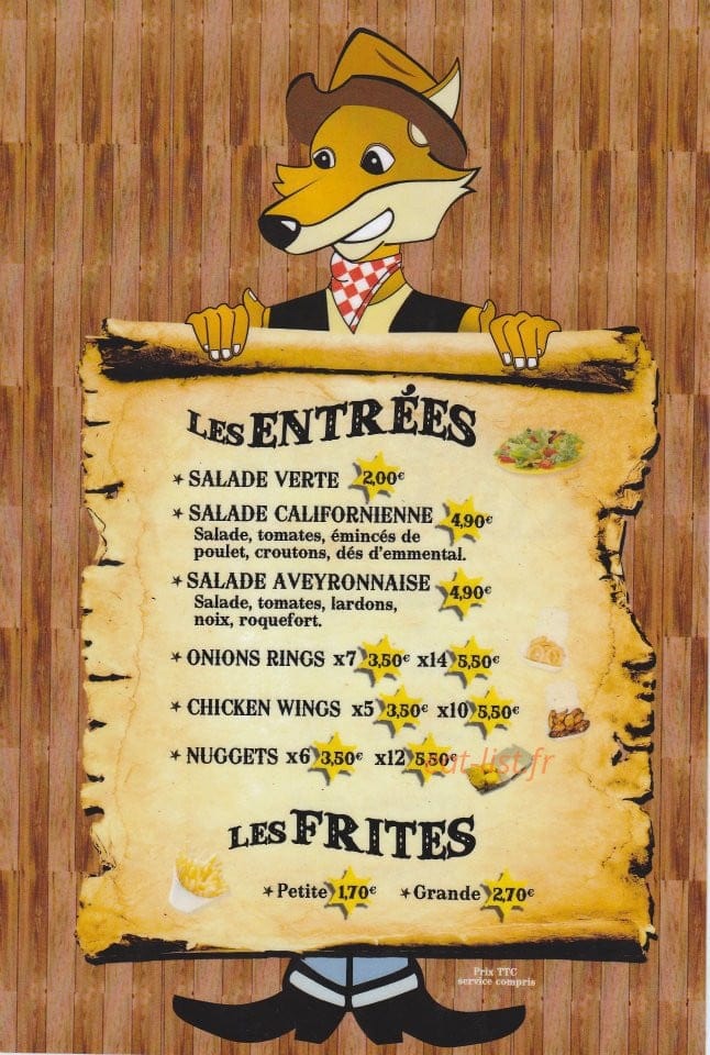 Le Coyote Burgers — carte page 2