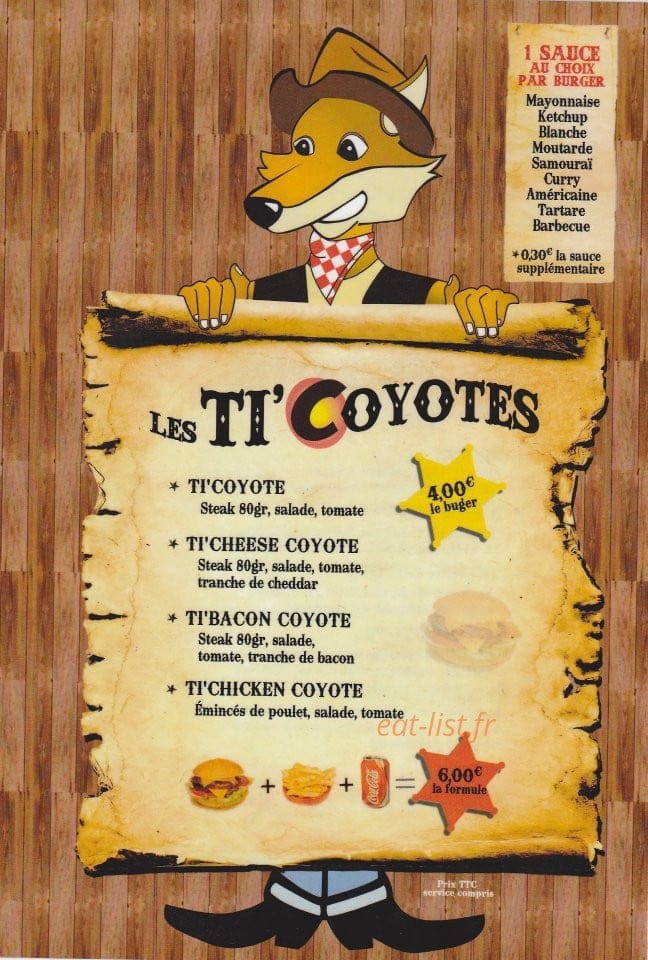 Le Coyote Burgers — carte page 4