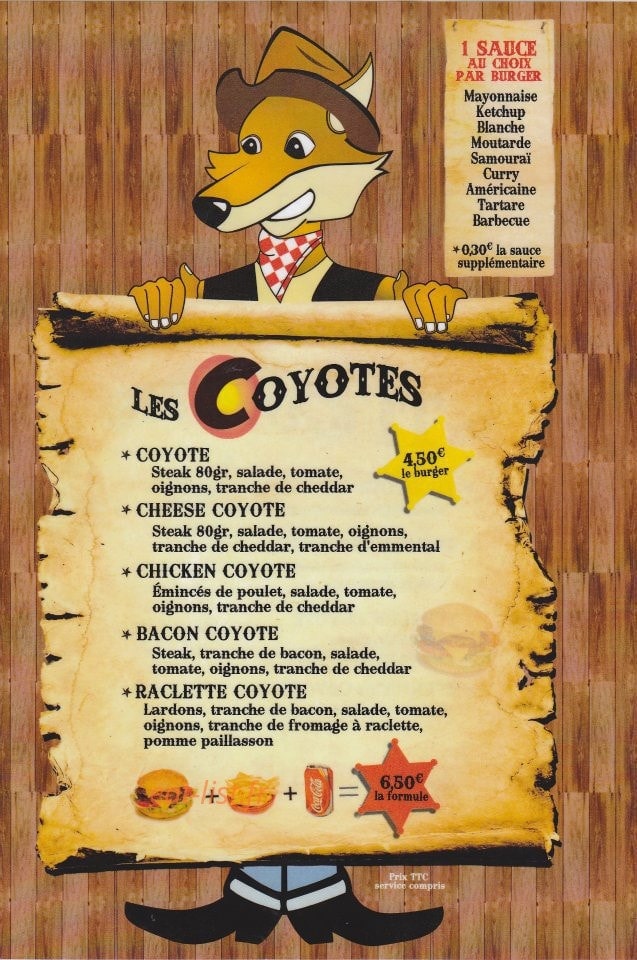 Le Coyote Burgers — carte page 5