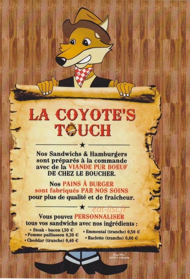 Le Coyote Burgers — carte page 1
