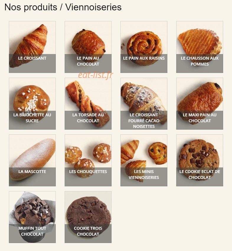 Carte et menu de Le Fournil de Pierre à Toulouse — Menu Viennoiseries