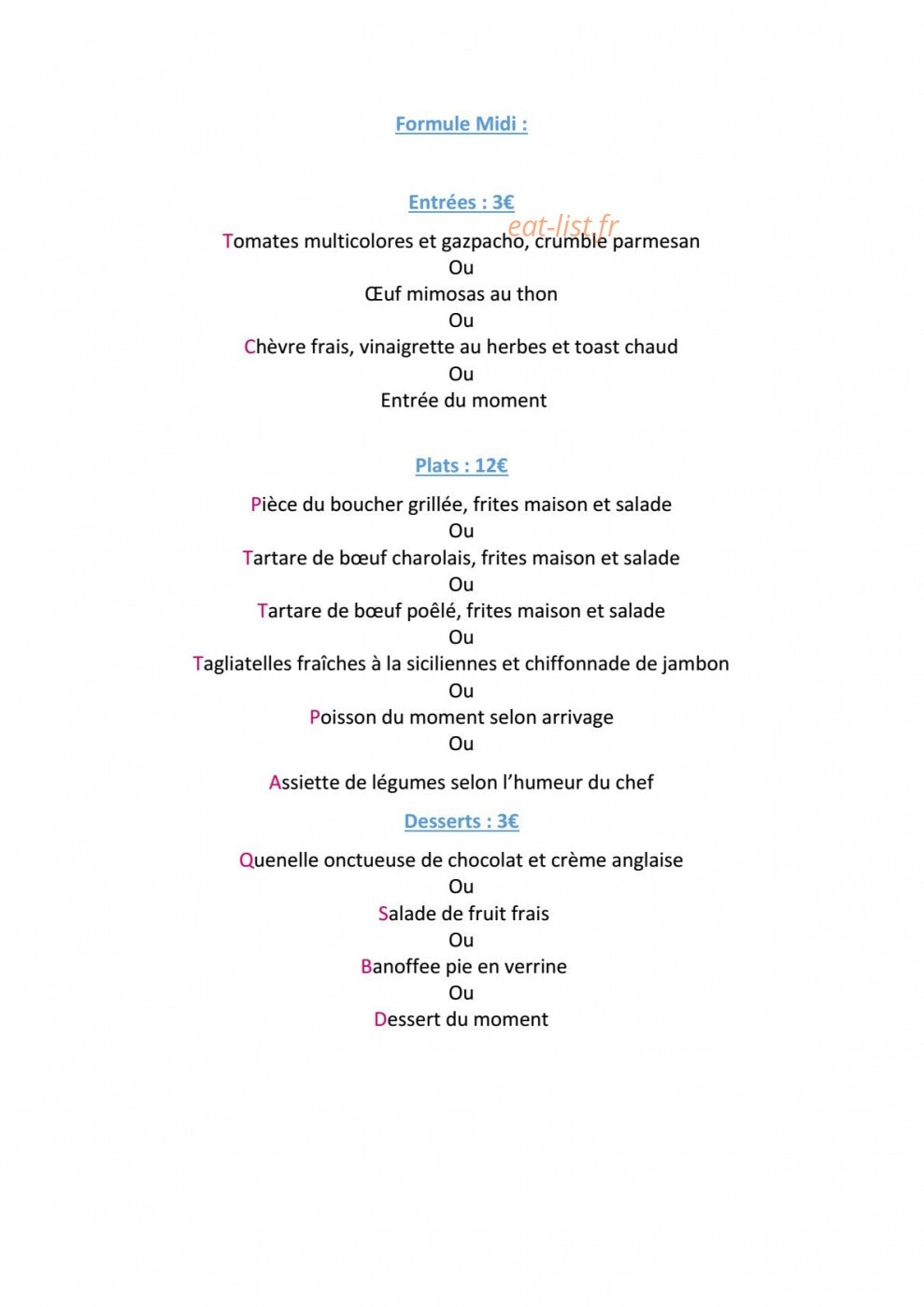 Le Grand Zinc — carte page 2