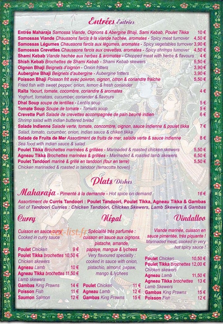 Le Maharaja — carte page 2