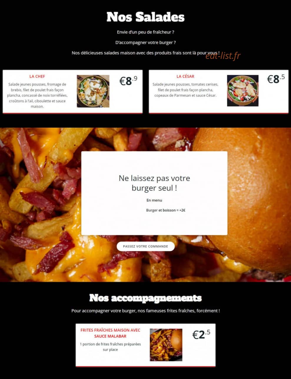 Le Malabar Burger — carte page 2