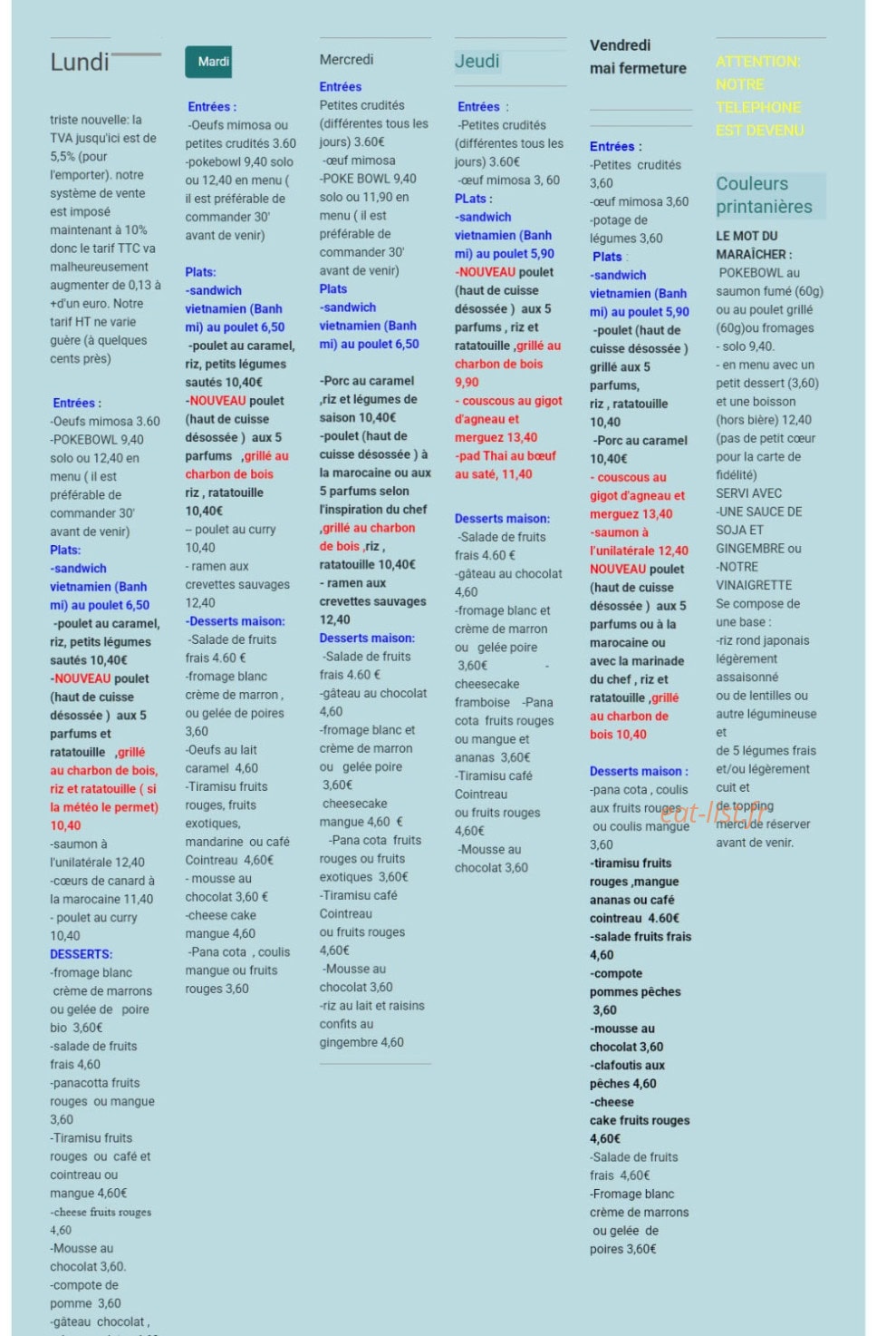 Le Maraîcher dans son Assiette — carte page 2
