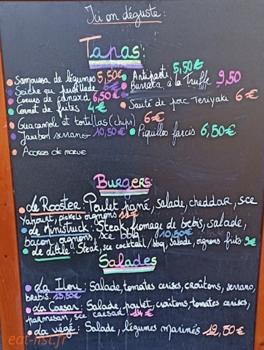 Carte et menu de Le Ministère des Brasseurs à Toulouse — Exemple de menu