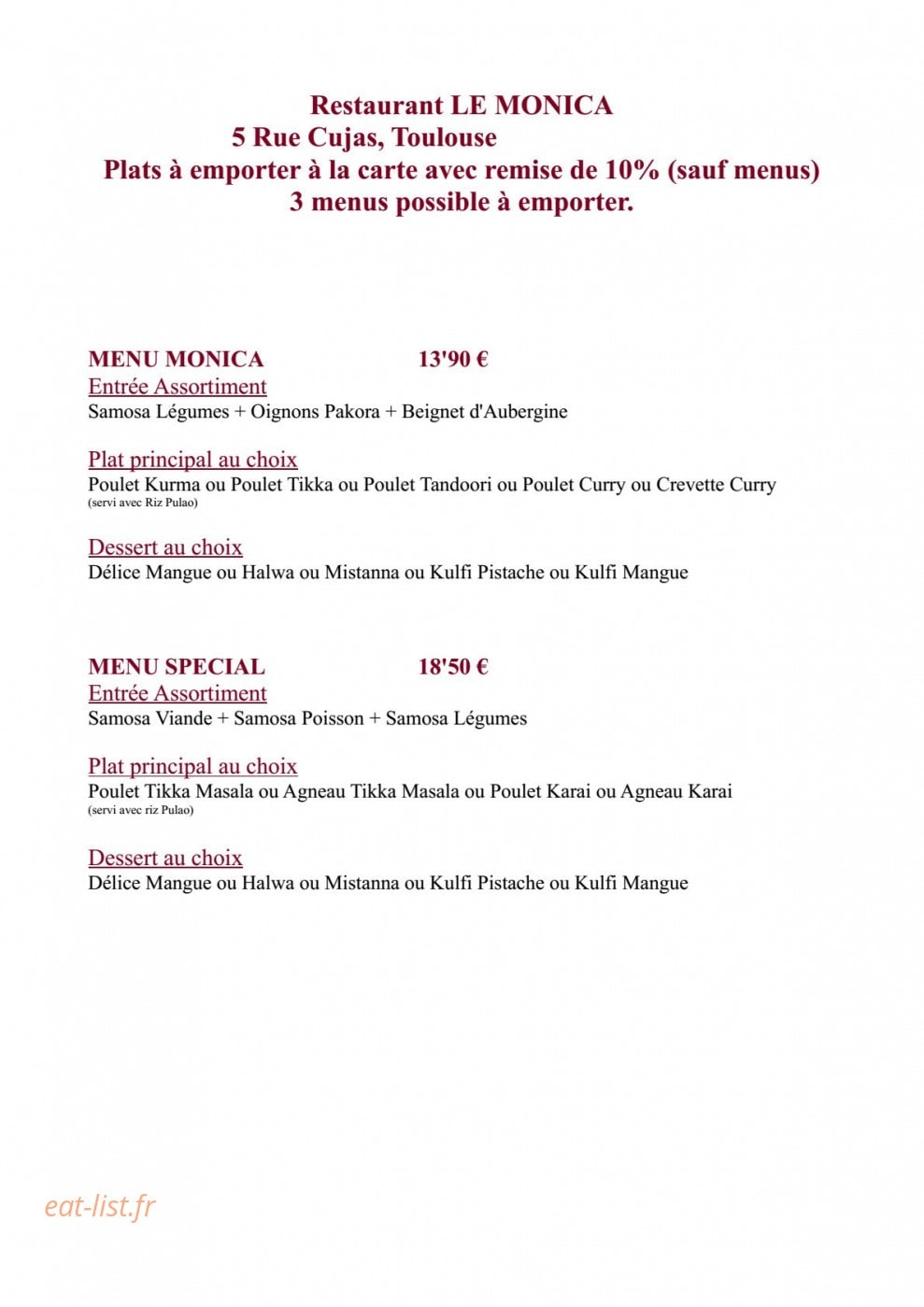 Le Monica — carte page 1