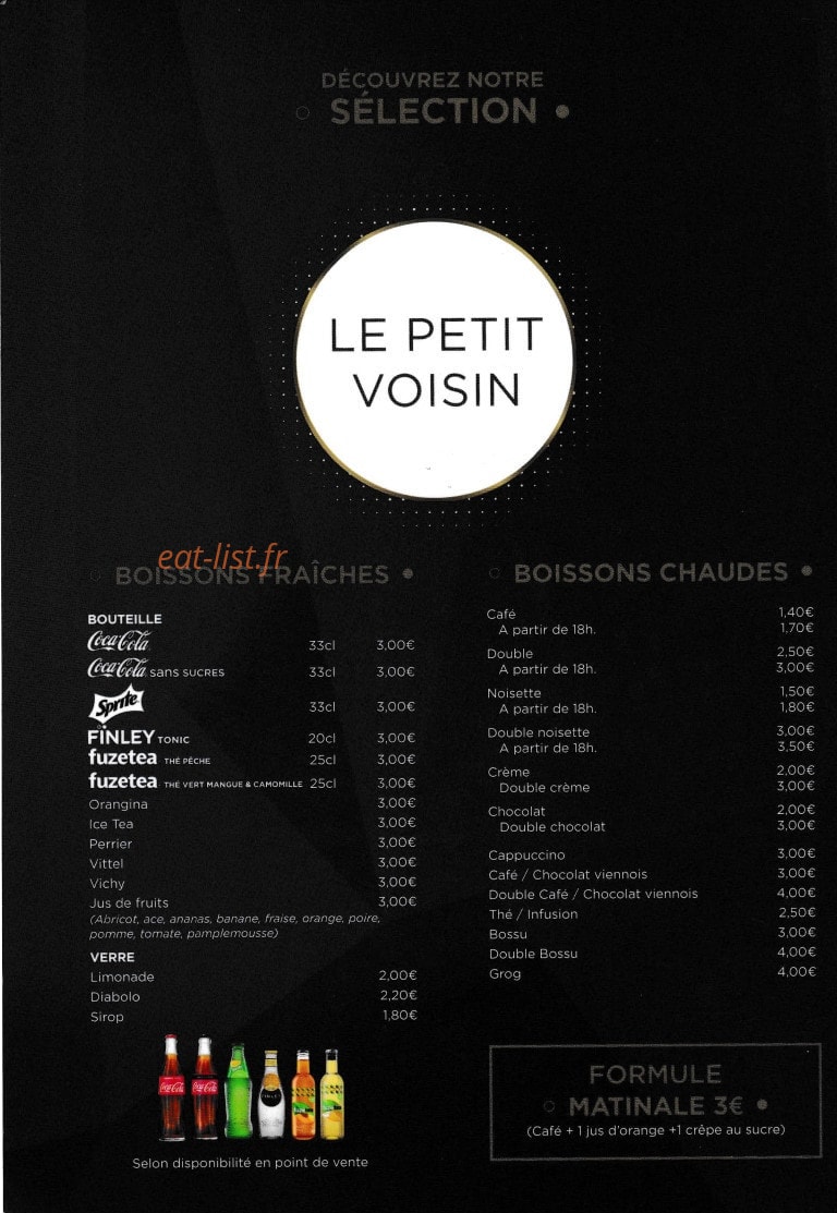 Le Petit Voisin — carte page 1