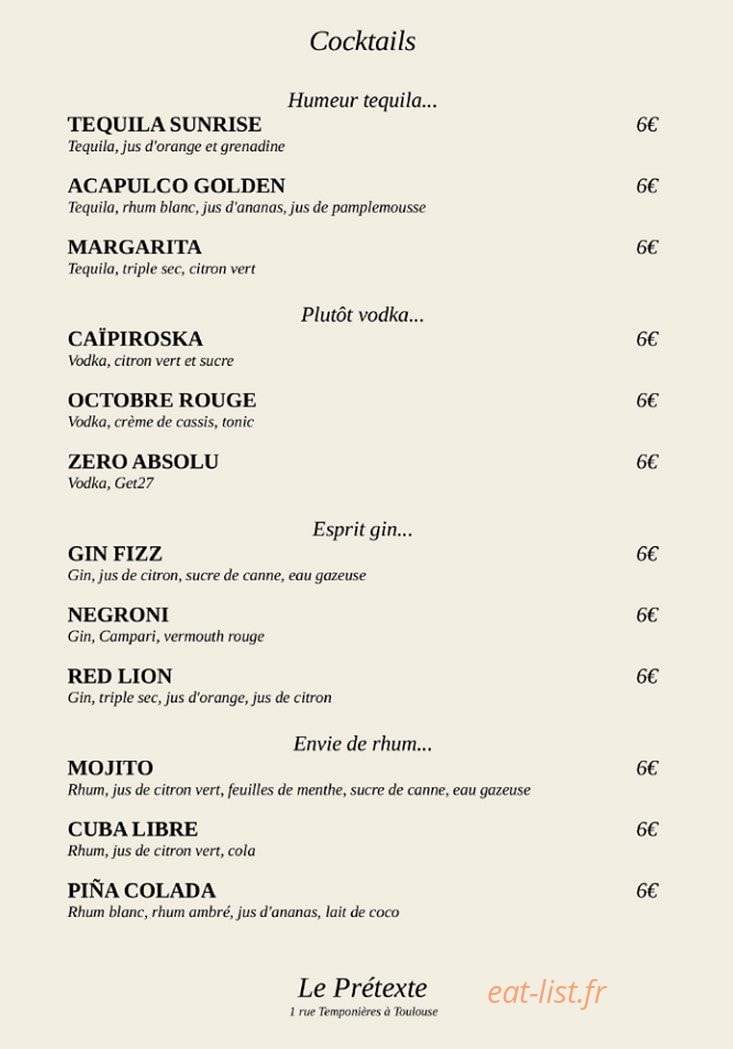 Le Prétexte — carte page 2