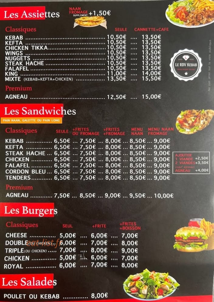 Le Rdv Kebab — carte page 1