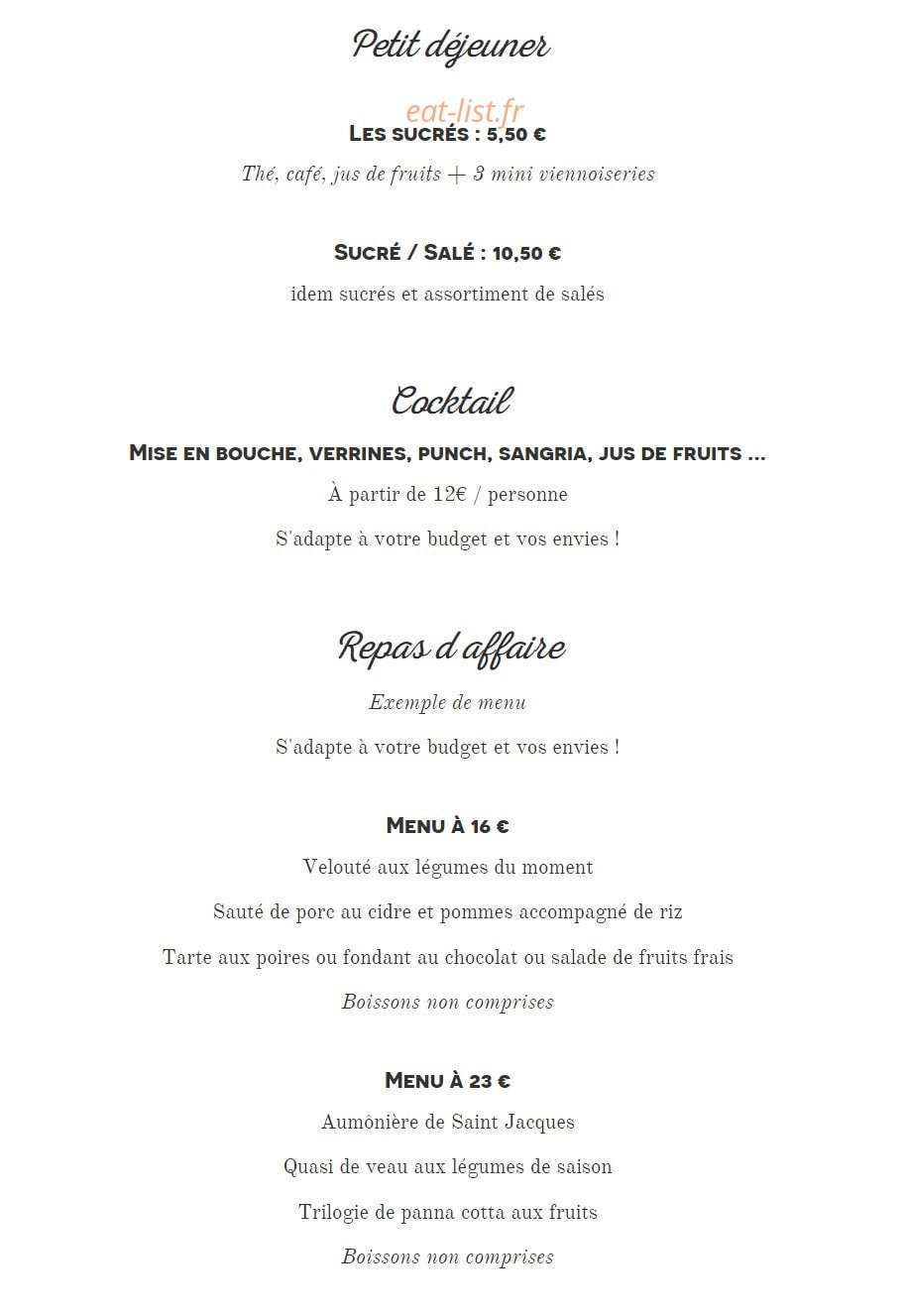 Le Restaugramme — carte page 1