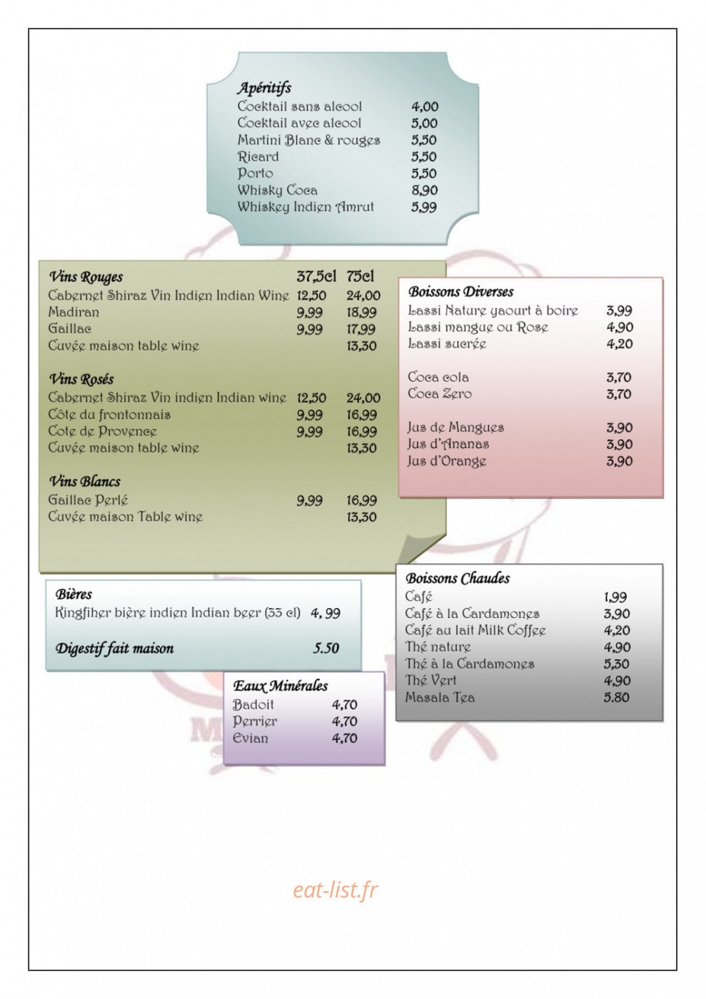 Le Shahi Dhaba — carte page 6