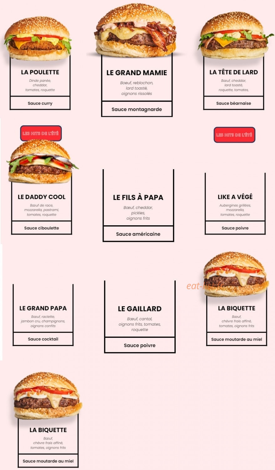 Les Burgers de Papa — carte page 1