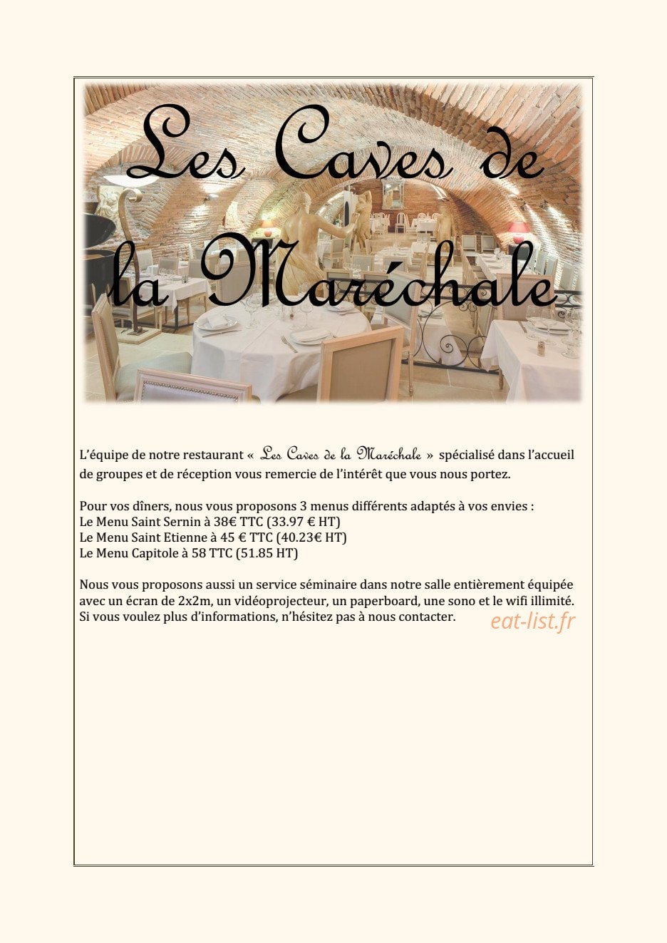 Les caves de la marechale — carte page 1