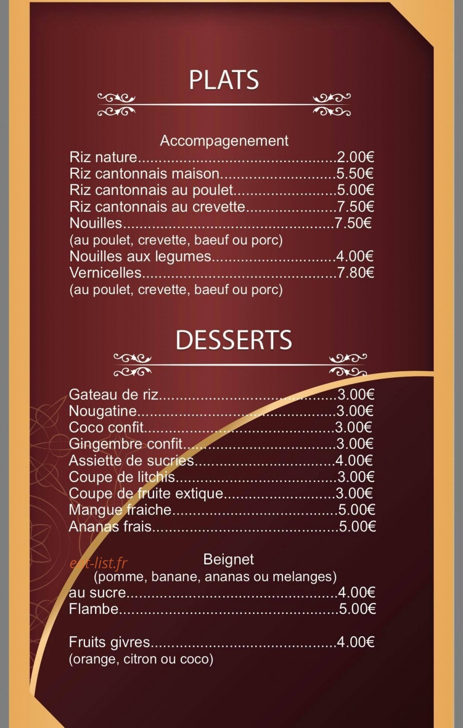 Les Gourmets d'Asie — carte page 5