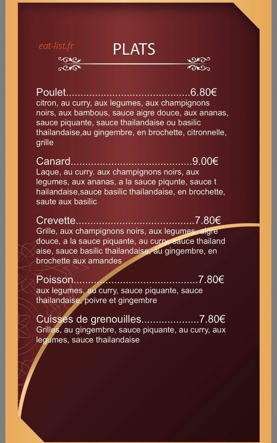 Les Gourmets d'Asie — carte page 4