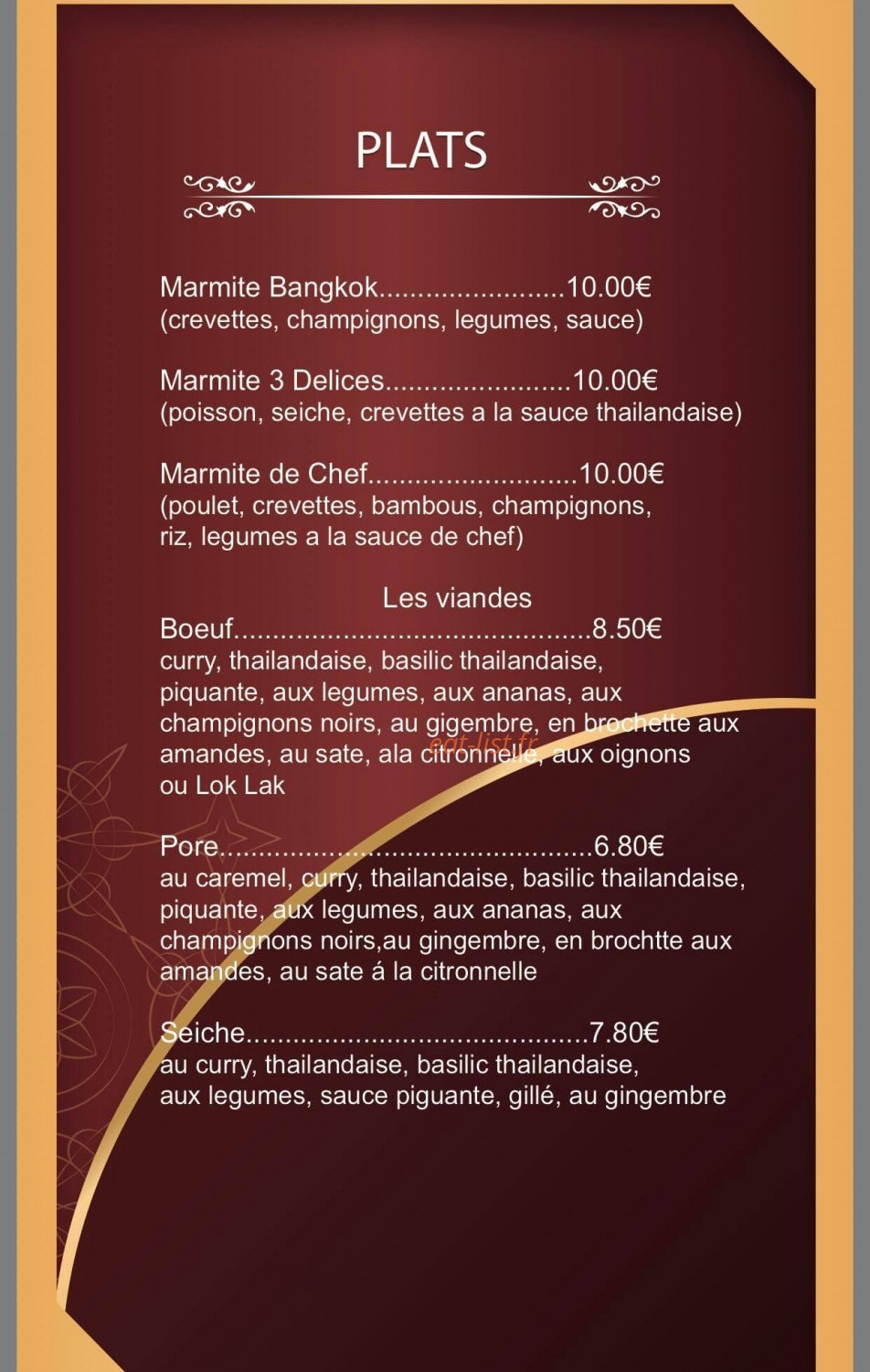Les Gourmets d'Asie — carte page 3