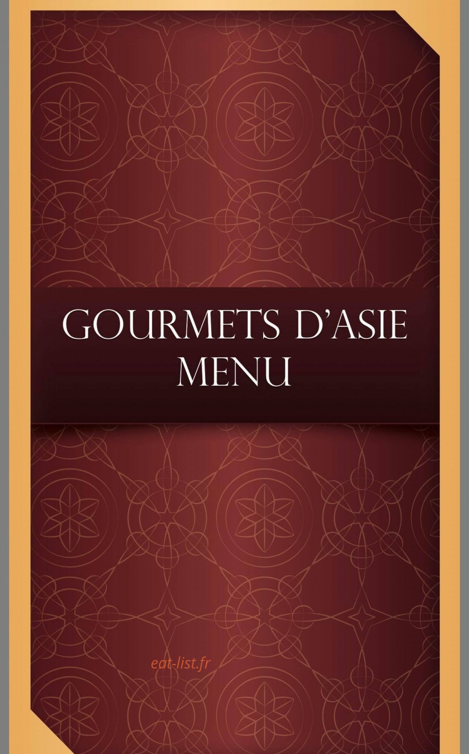 Les Gourmets d'Asie — carte page 1