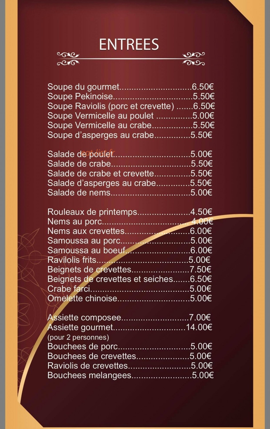 Les Gourmets d'Asie — carte page 2