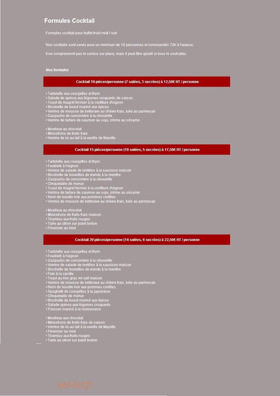 Les Petits Plats de Clémence — carte page 6
