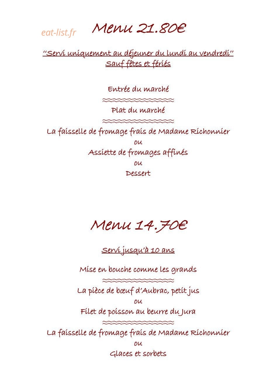 Les Petits Plats de Clémence — carte page 4