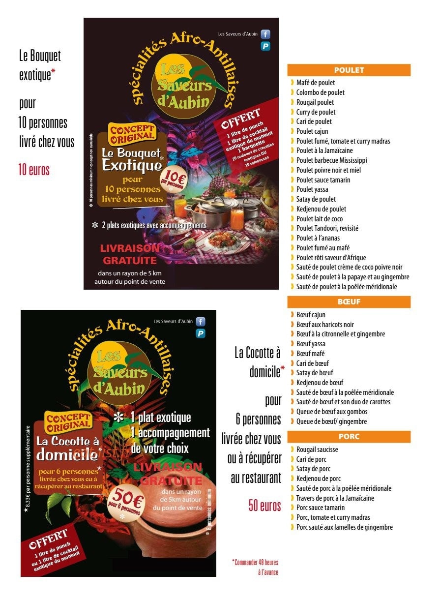 Les Saveurs D'Aubin — carte page 2