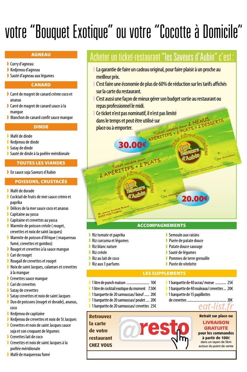 Les Saveurs D'Aubin — carte page 3