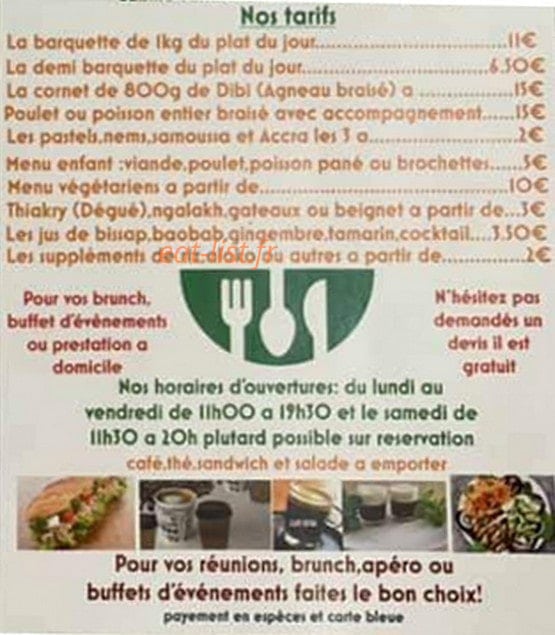 Les saveurs de fatou — carte page 2