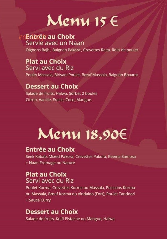 Les Saveurs De L'inde — carte page 8