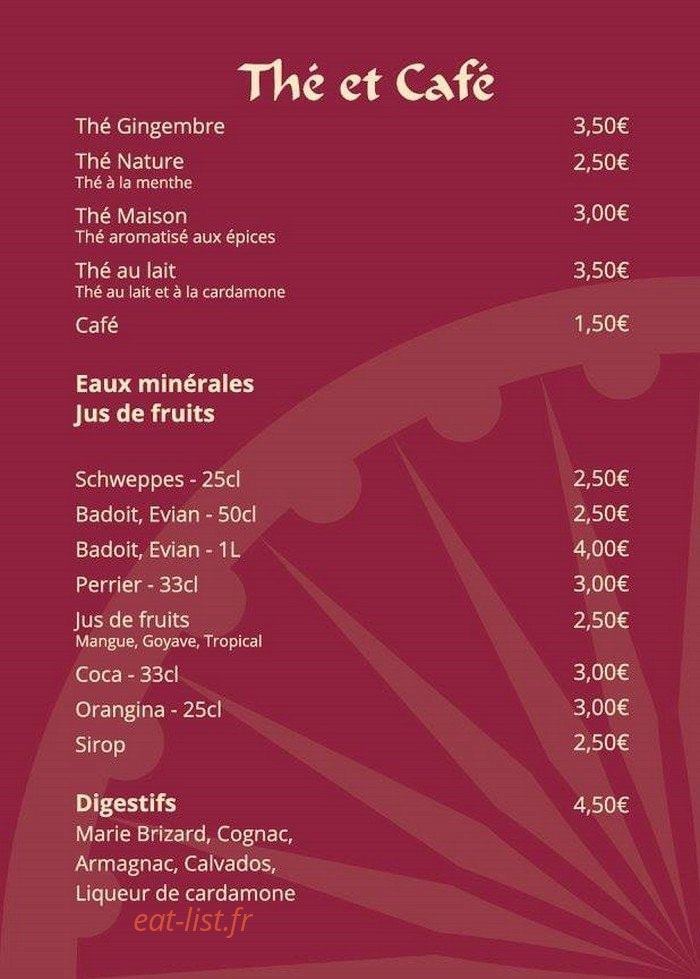 Les Saveurs De L'inde — carte page 2
