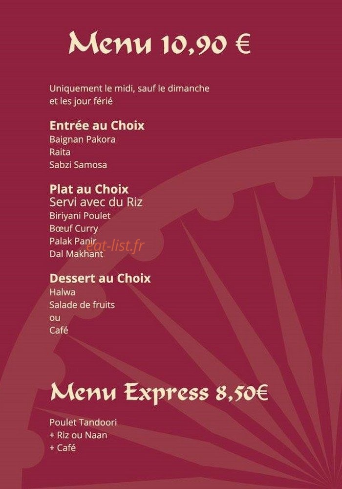 Les Saveurs De L'inde — carte page 10
