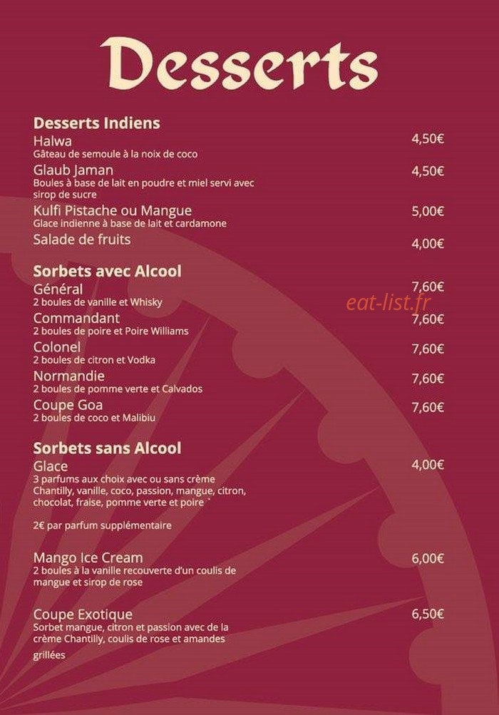 Les Saveurs De L'inde — carte page 11