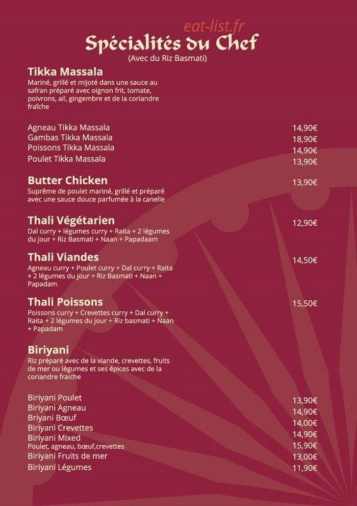 Les Saveurs De L'inde — carte page 6