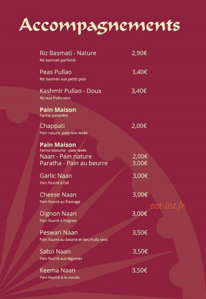 Les Saveurs De L'inde — carte page 7