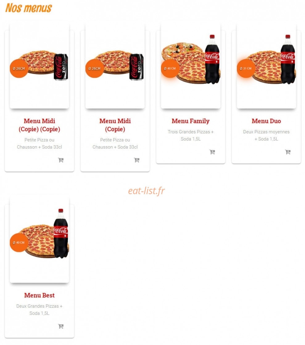 M et S Pizzeria — carte page 1