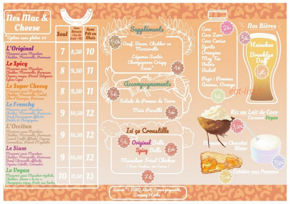 Macadam Mac&Cheese — carte page 1