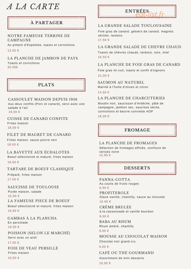 Maison du cassoulet — carte page 1